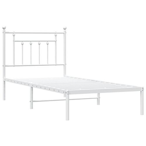 Sengeramme med sengegavl 90x200 cm metal hvid