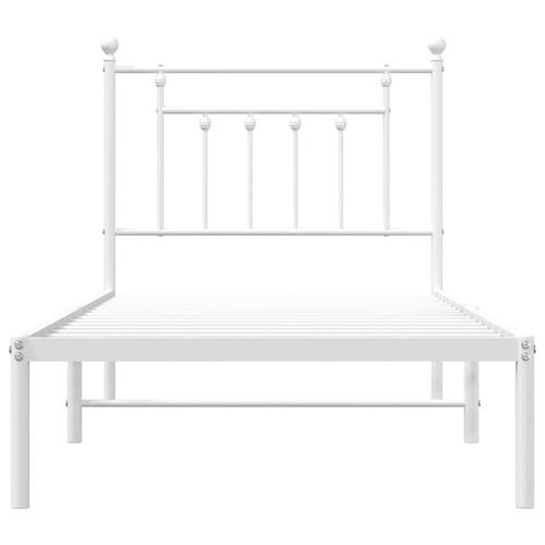 Sengeramme med sengegavl 90x200 cm metal hvid