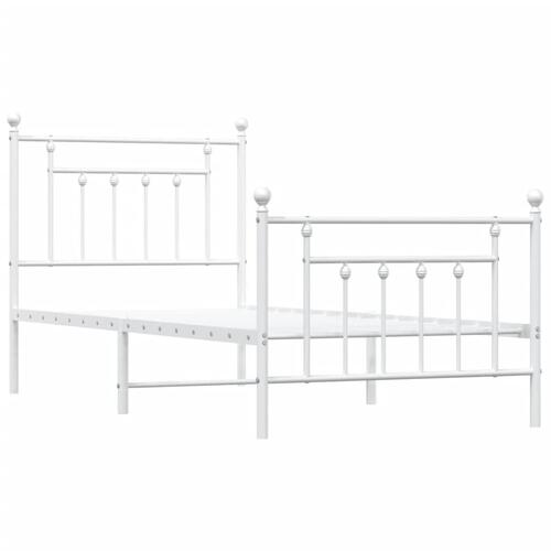 Sengeramme med sengegavl og fodgærde 90x200 cm metal hvid