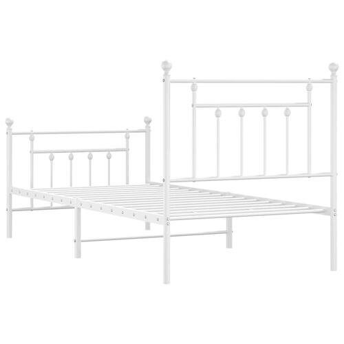Sengeramme med sengegavl og fodgærde 90x200 cm metal hvid