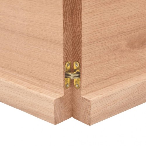 Væghylde i massivt egetræ 140×60×(2-4) cm - lysebrun, behandlet med naturlig kant