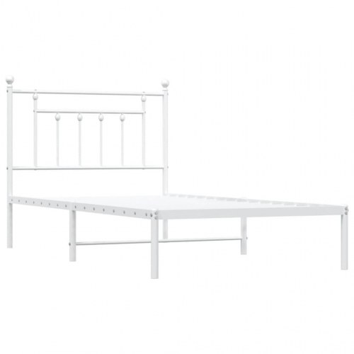 Sengeramme med sengegavl 100×190 cm - metal, hvid