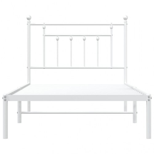 Sengeramme med sengegavl 100×190 cm - metal, hvid