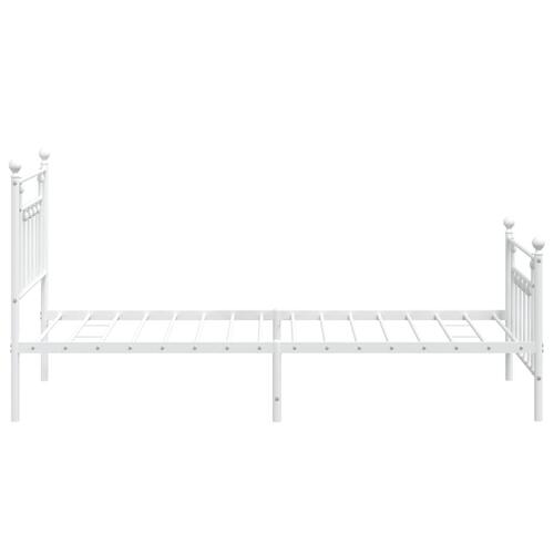 Sengeramme med sengegavl og fodgærde 100x190 cm metal hvid