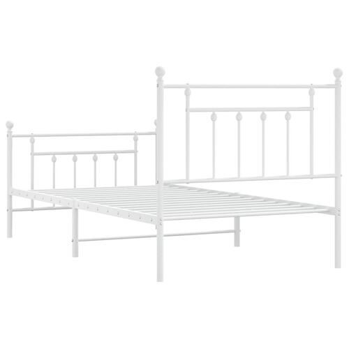 Sengeramme med sengegavl og fodgærde 100x190 cm metal hvid