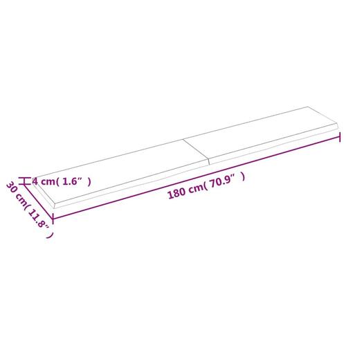 Væghylde 180x30x(2-4) cm ubehandlet massivt egetræ