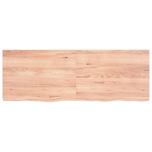 Væghylde i massivt egetræ 140 × 50 × 2-4 cm - lysebrun, behandlet, naturlig kant