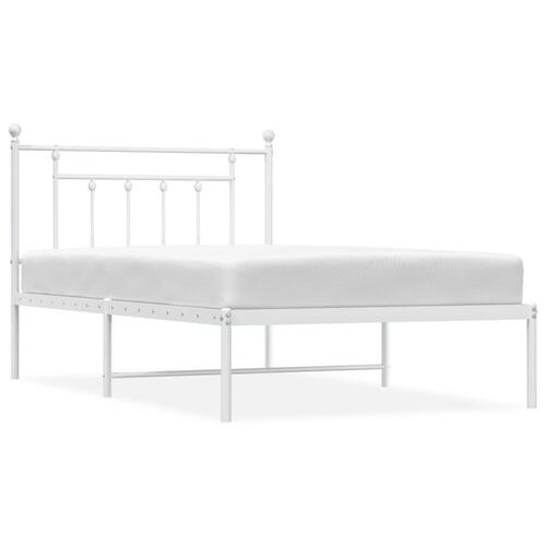 Sengeramme med sengegavl 100x200 cm metal hvid