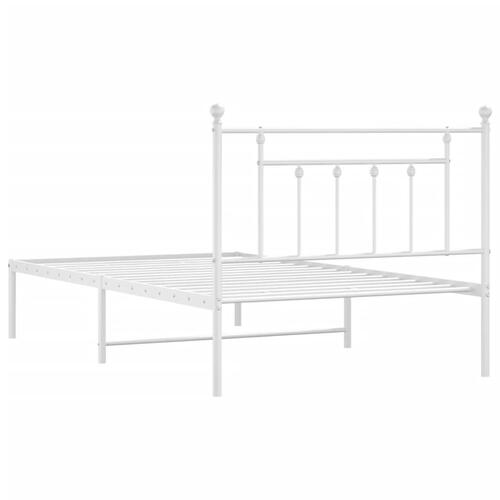 Sengeramme med sengegavl 100x200 cm metal hvid