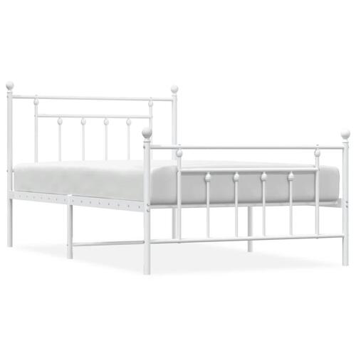 Sengeramme med sengegavl og fodgærde 100x200 cm metal hvid