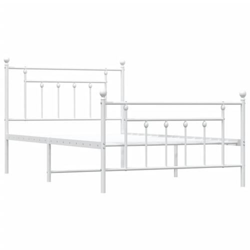Sengeramme med sengegavl og fodgærde 100x200 cm metal hvid