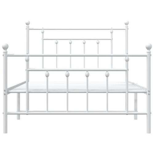 Sengeramme med sengegavl og fodgærde 100x200 cm metal hvid