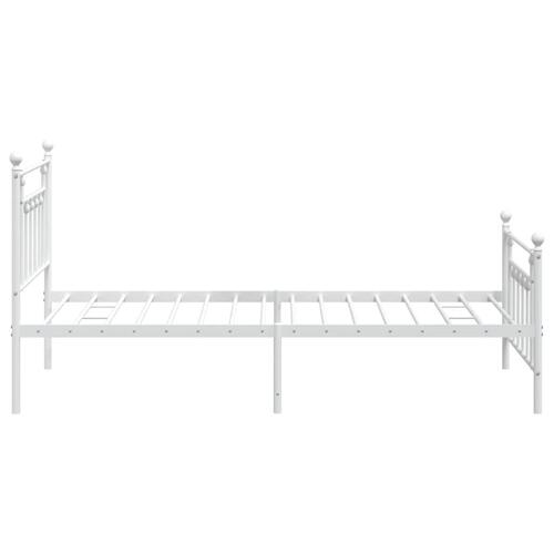 Sengeramme med sengegavl og fodgærde 100x200 cm metal hvid