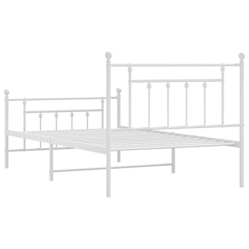 Sengeramme med sengegavl og fodgærde 100x200 cm metal hvid
