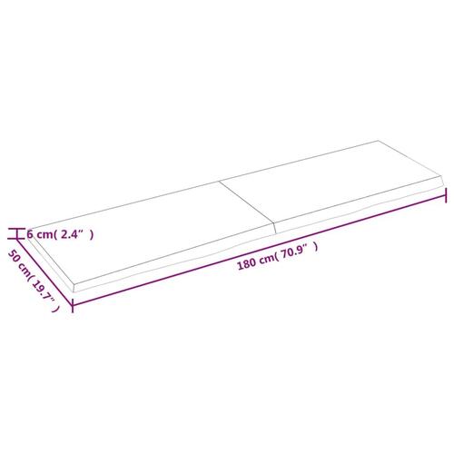 Væghylde 180x50x(2-6) cm ubehandlet massivt egetræ