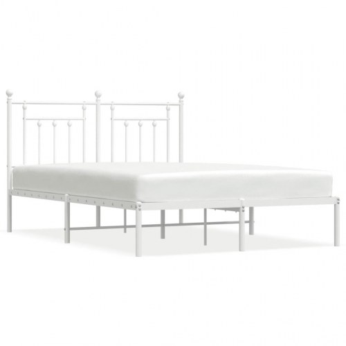 Sengeramme med sengegavl 140 x 190 cm - metal, hvid