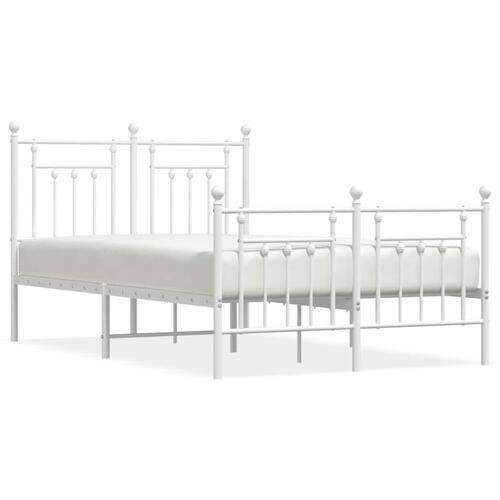 Sengeramme med sengegavl og fodgærde 135x190 cm metal hvid