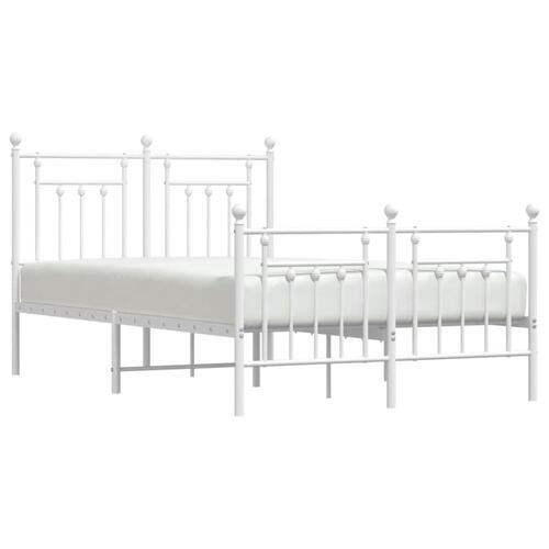 Sengeramme med sengegavl og fodgærde 135x190 cm metal hvid