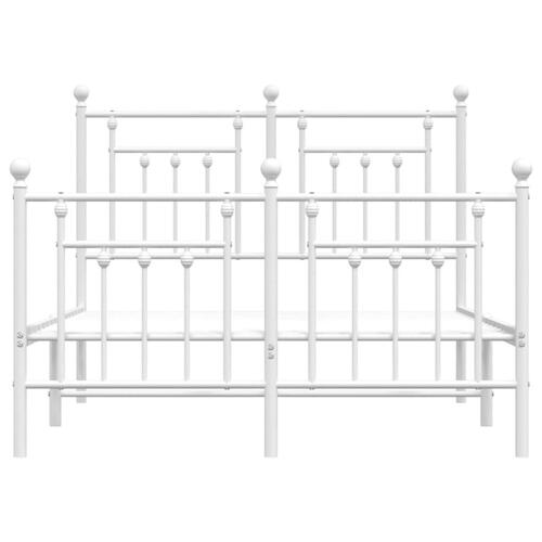 Sengeramme med sengegavl og fodgærde 135x190 cm metal hvid