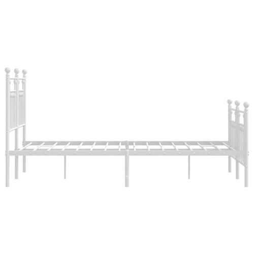 Sengeramme med sengegavl og fodgærde 135x190 cm metal hvid