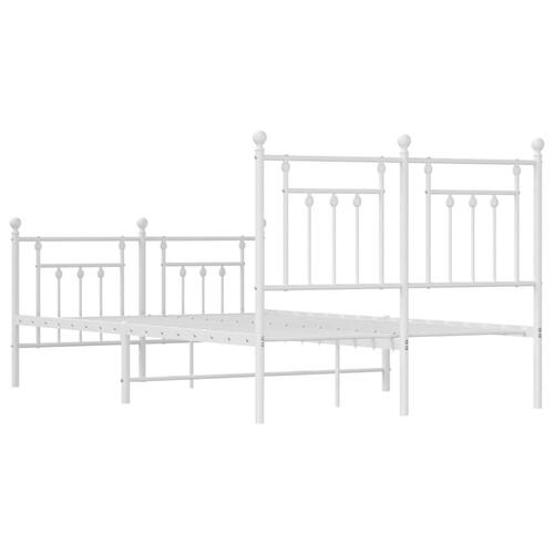 Sengeramme med sengegavl og fodgærde 135x190 cm metal hvid
