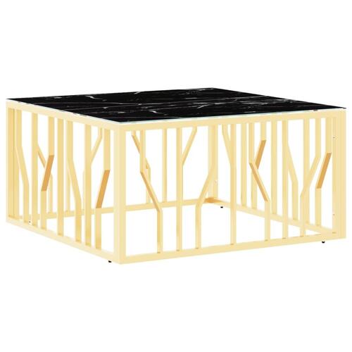 Sofabord 80x80x40 cm rustfrit stål og glas guldfarvet