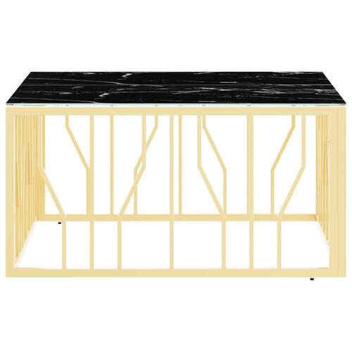 Sofabord 80x80x40 cm rustfrit stål og glas guldfarvet