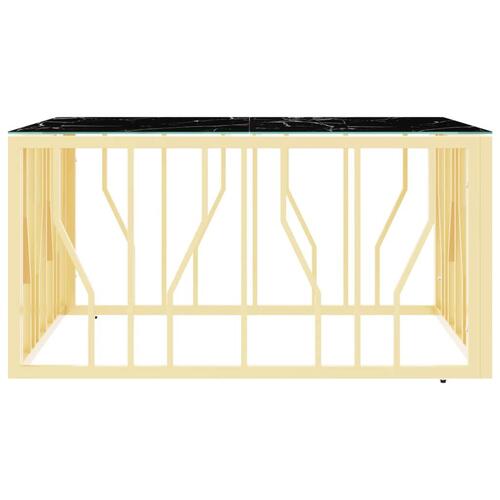 Sofabord 80x80x40 cm rustfrit stål og glas guldfarvet