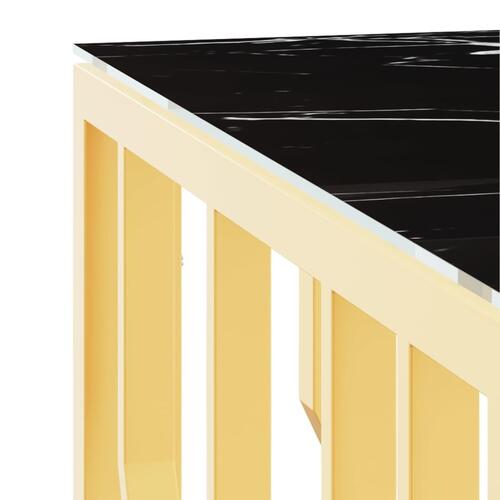 Sofabord 80x80x40 cm rustfrit stål og glas guldfarvet
