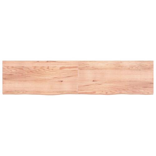 Væghylde 220x50x(2-4) cm behandlet massivt egetræ lysebrun