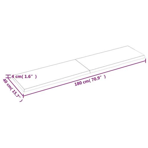 Væghylde 180x40x(2-4) cm behandlet massivt egetræ lysebrun