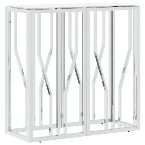Konsolbord 70x30x70 cm rustfrit stål og glas sølvfarvet