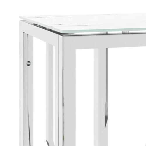 Konsolbord 70x30x70 cm rustfrit stål og glas sølvfarvet