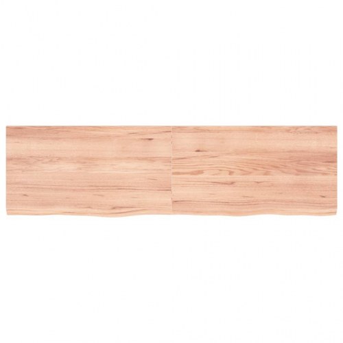 Væghylde 180×50×(2-4) cm i behandlet massivt egetræ - lysebrun, naturlig kant