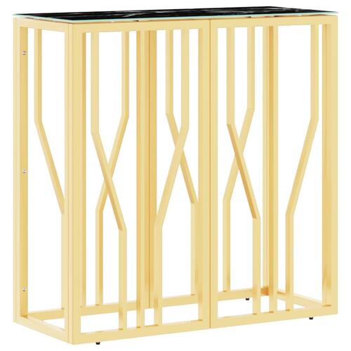 Konsolbord 70x30x70 cm rustfrit stål og glas guldfarvet