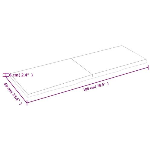 Væghylde 180x60x(2-6) cm behandlet massivt egetræ lysebrun