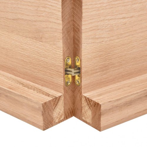 Væghylde 200x60x(2-6) cm behandlet massivt egetræ lysebrun