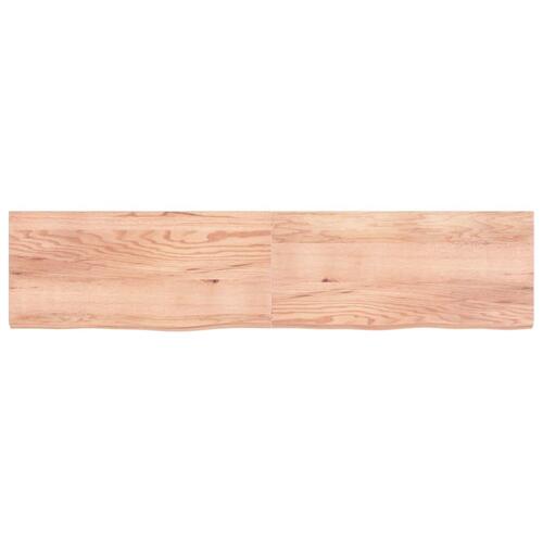 Væghylde 220x50x(2-6) cm behandlet massivt egetræ lysebrun