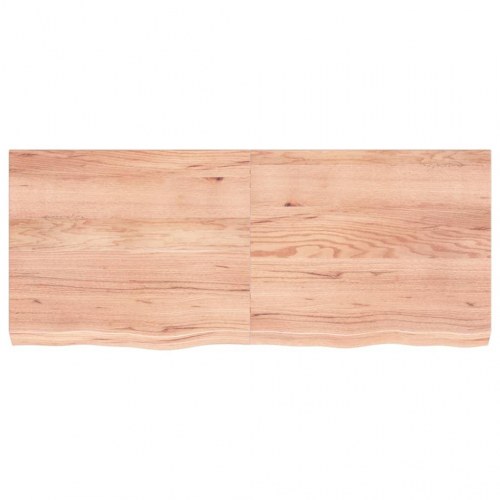 Væghylde 120×50×(2-6) cm i behandlet massivt egetræ - lysebrun, med naturlig kant