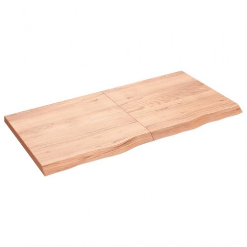 Væghylde i massivt egetræ 120×60×(2-4) cm - lysebrun, behandlet med naturlig kant