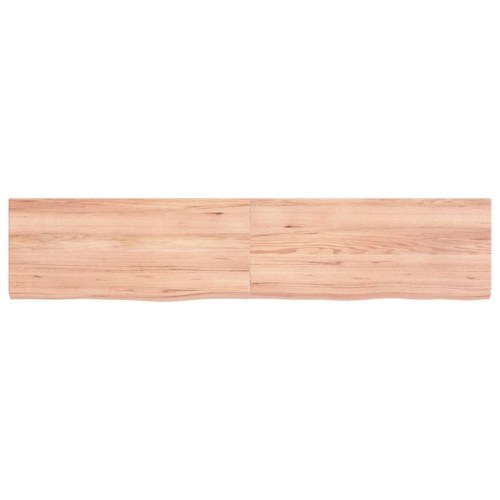 Væghylde 140×30×(2-4) cm i behandlet massivt egetræ - lysebrun, naturlig kant