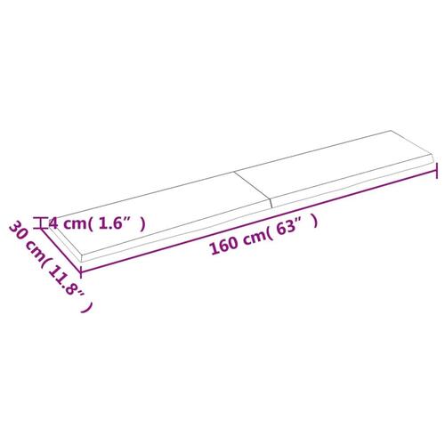 Væghylde 160x30x(2-4) cm behandlet massivt egetræ lysebrun