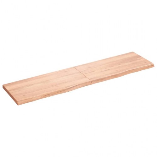Væghylde i massivt egetræ 160×40×(2-4) cm - lysebrun, behandlet med naturlig kant
