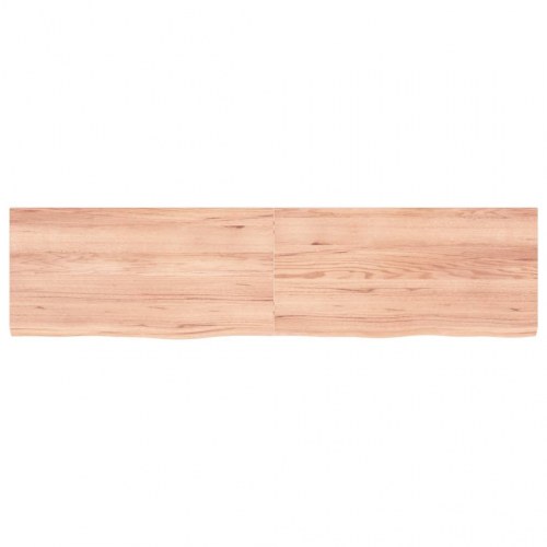 Væghylde i massivt egetræ 160×40×(2-4) cm - lysebrun, behandlet med naturlig kant