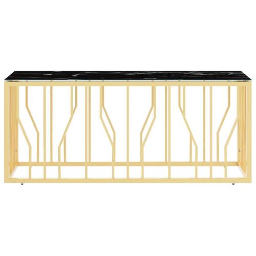 Sofabord 110x45x45 cm rustfrit stål og glas guldfarvet
