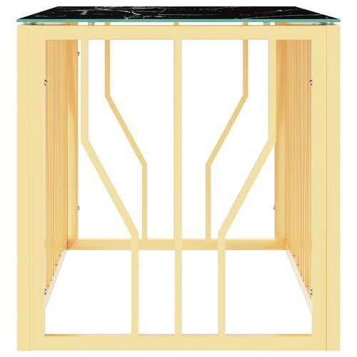 Sofabord 110x45x45 cm rustfrit stål og glas guldfarvet