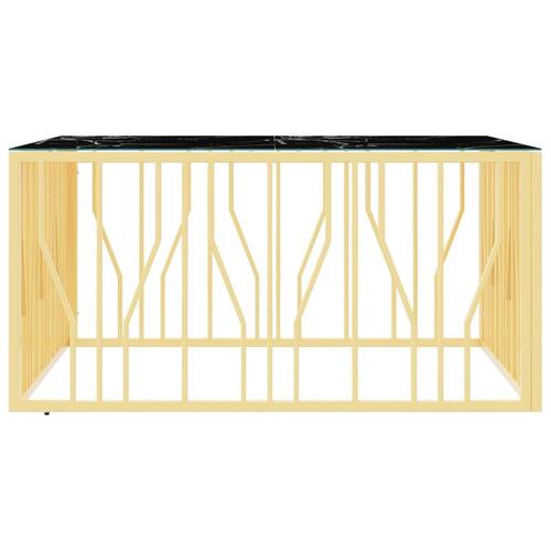 Sofabord 100x100x50 cm rustfrit stål og glas guldfarvet