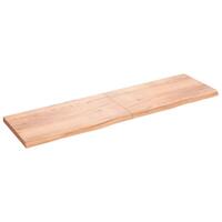Væghylde 220x60x(2-6) cm behandlet massivt egetræ lysebrun