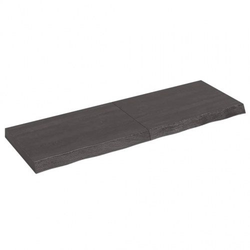 Væghylde i massivt egetræ 120×40×(2-6) cm - mørkebrun, naturlig kant