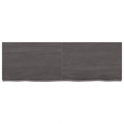 Væghylde i massivt egetræ 120×40×(2-6) cm - mørkebrun, naturlig kant